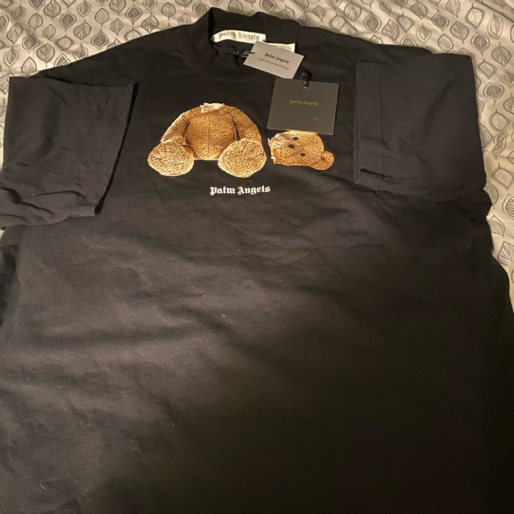 Over sized Palm Angels bear shirt in black.